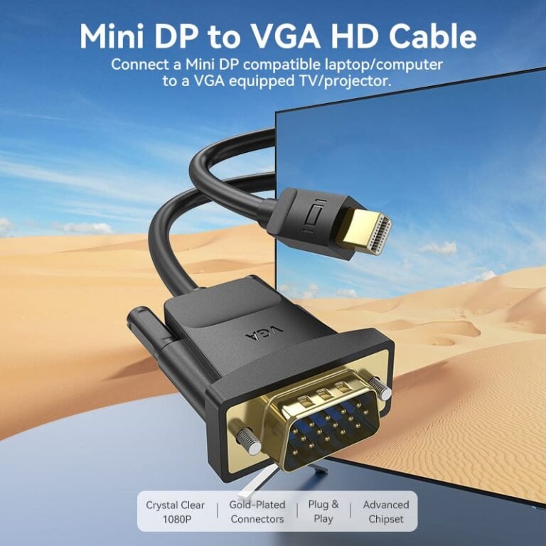 Vention Mini DP Male to VGA Male HD Cable 2M Black - Image 2