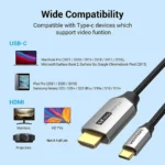 Vention Cotton Braided USB-C to HDMI Cable Black Aluminum Alloy Type - Image 5