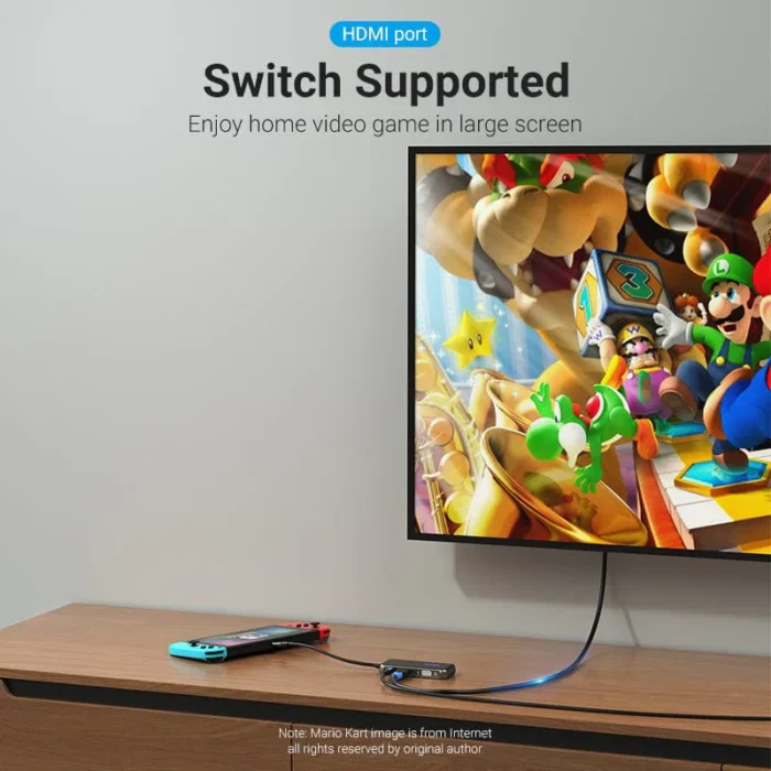 Vention USB-C to HDMI / VGA/ USB 3.0x3/PD Docking Station 0.15M Gray Mirrored Surface - Image 6