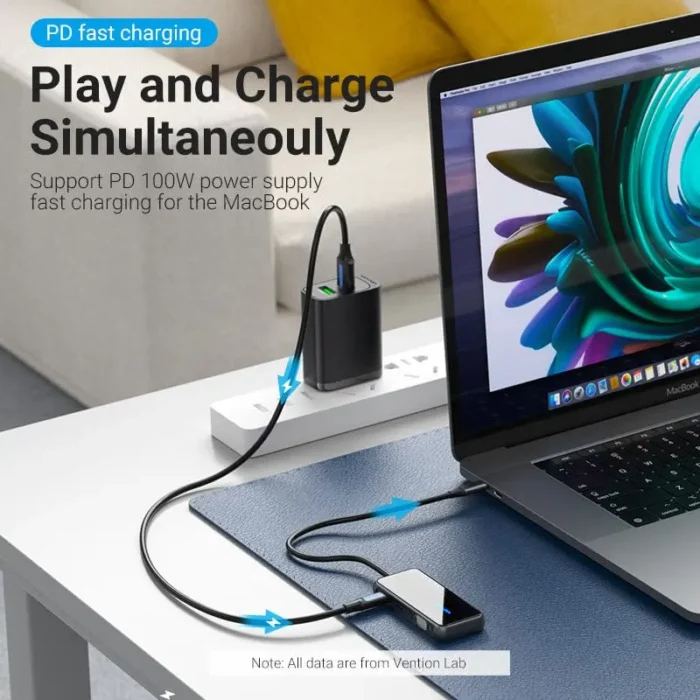 Vention USB-C to HDMI / VGA/ USB 3.0x3/PD Docking Station 0.15M Gray Mirrored Surface - Image 7