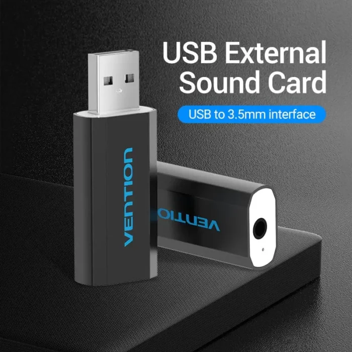 Vention USB External Sound Card Black Metal Type (CTIA) - Image 2