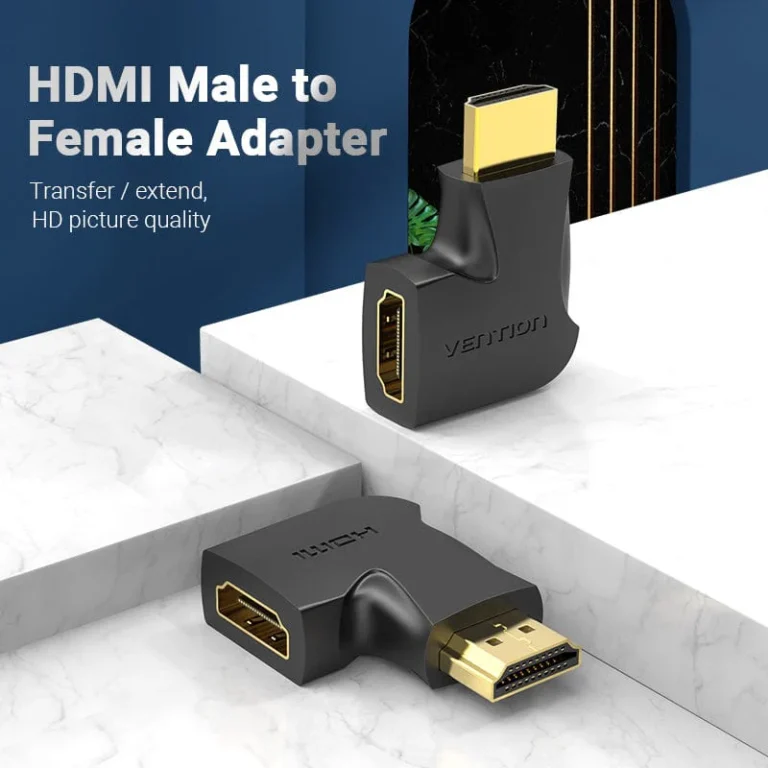 Vention HDMI 90 Degree Male to Female Vertical Flat Adapter Black - Image 2