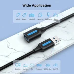Vention USB 3.0 A Male to A Female Extension Cable - Image 2
